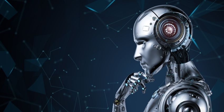 Humanoid robot contemplating