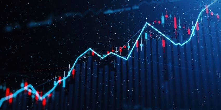Investment chart showing a rise