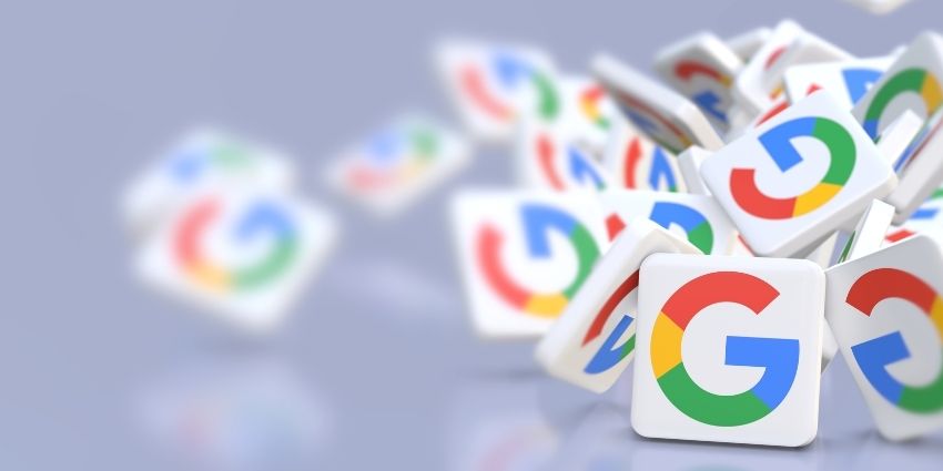 Multiple tiles falling down with Google's G logo imprinted on them